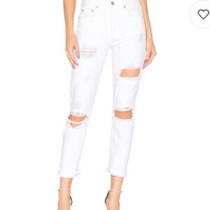GRLFRND Karolina White Distressed Denim Size 27 Hi Rise